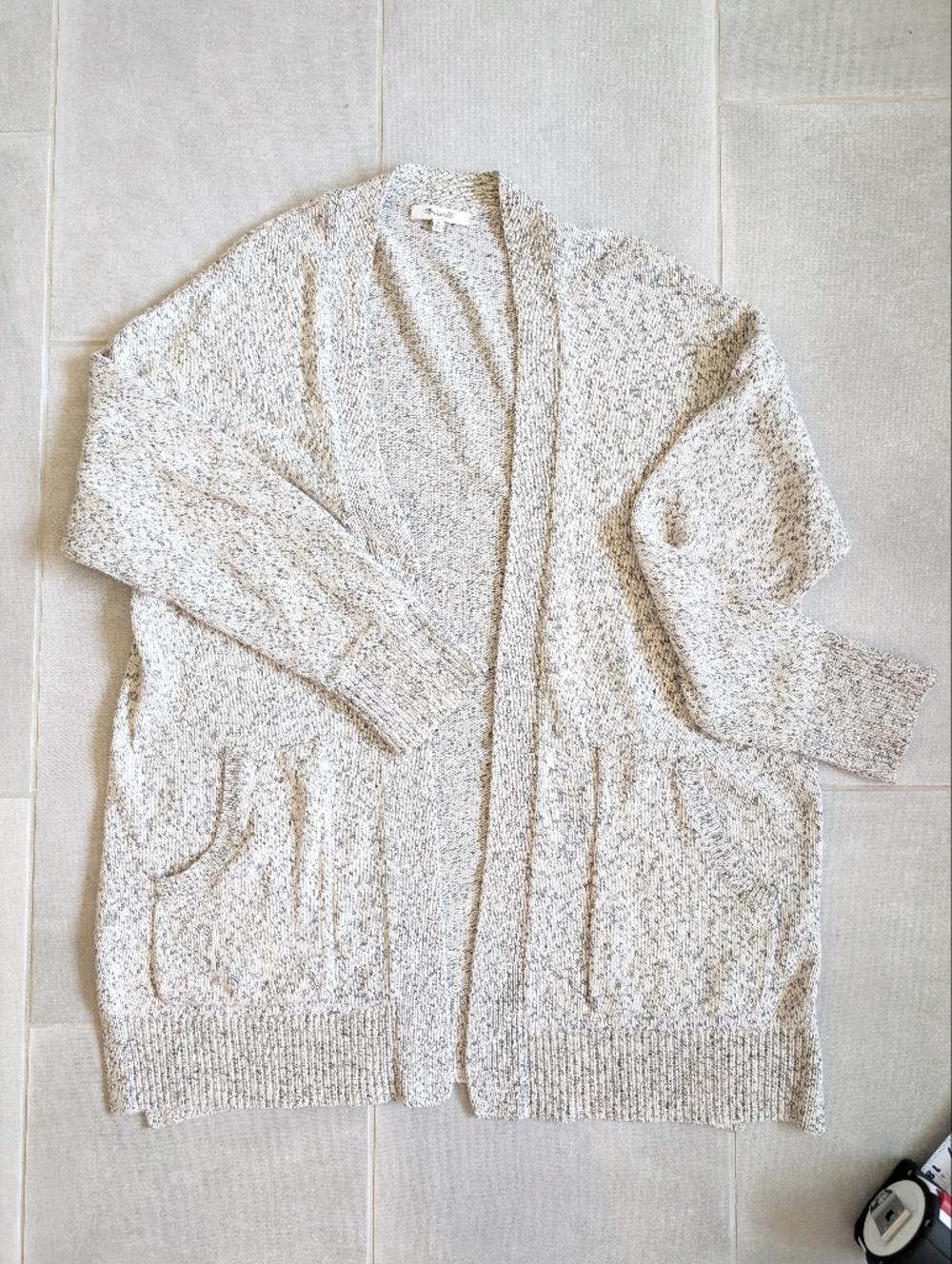 Madewell Light Grey Marled Open-Front Knit Cardigan Sweater